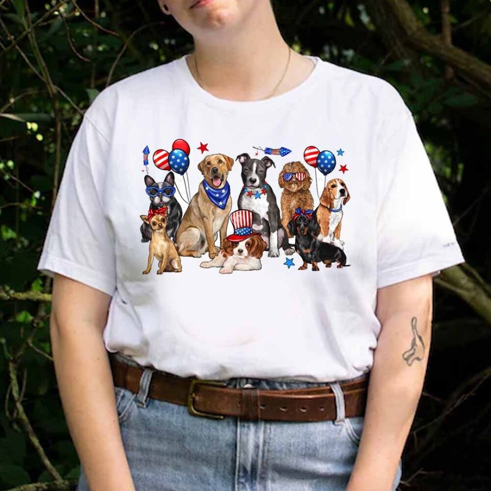 4th of July Cute Dogs T-Shirt, 4th of July Dog Lover Gift Tee Shirt